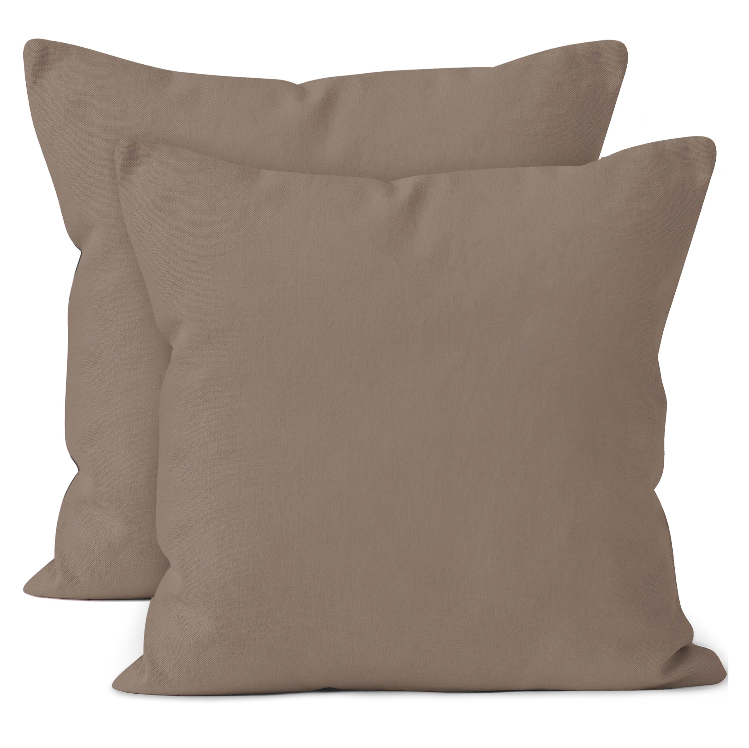 Encasa Xo Throw Pillow Covers 18X18 In Set Of 2 Beige | No Inserts | Cotton Pillow Covers For Living Room, Bed, Sofa, Couch | De