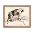 Poster Master Vintage A Dog Bites Another Sitting Dog Poster - Retro Dog Print - Puppy Art - Animal Lover Art - Drawing Art - Sk