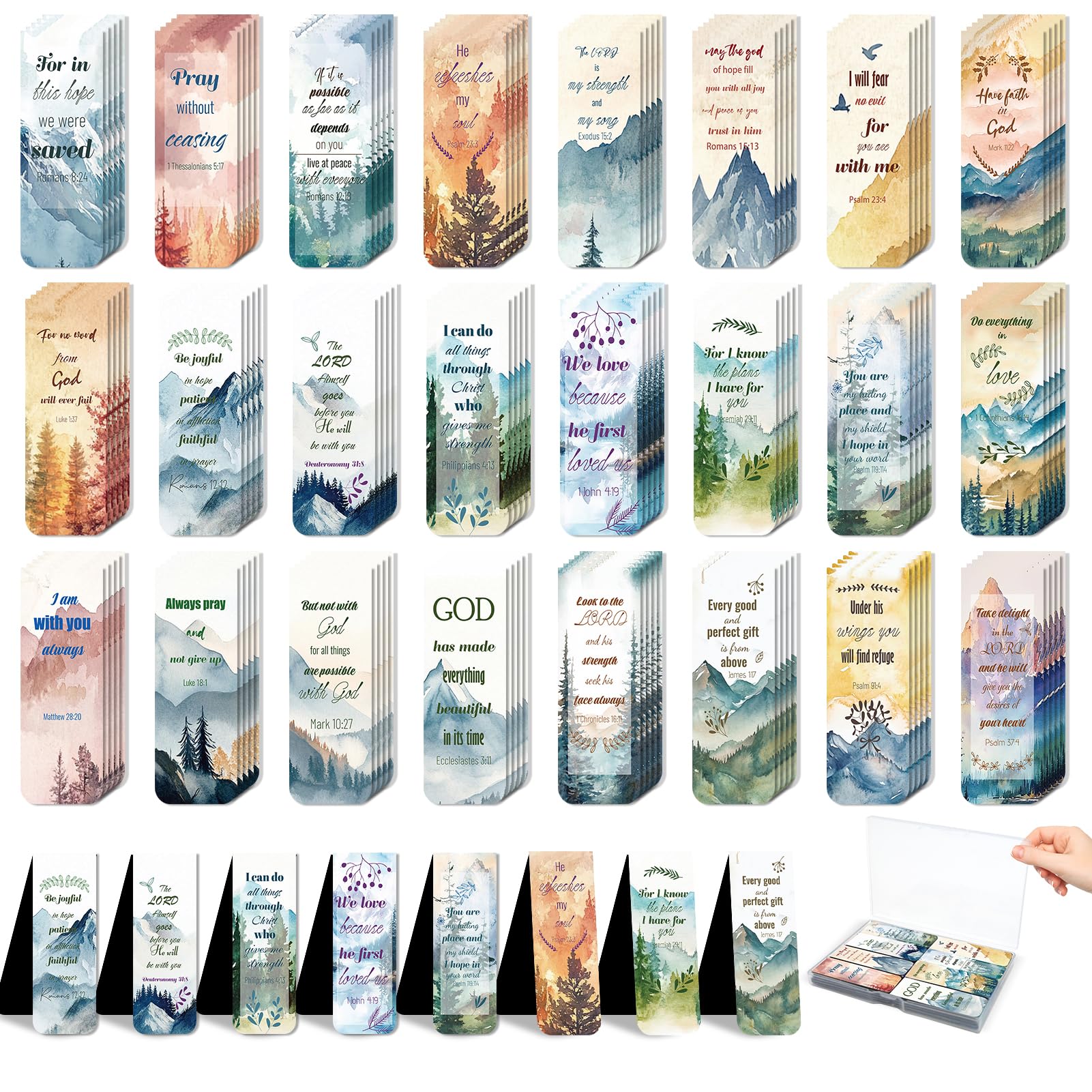 48 Piece Bible Verse Magnetic Bookmarks - Christian Scripture Inspirational Book Marks With Boxes - Religious Motivational Book