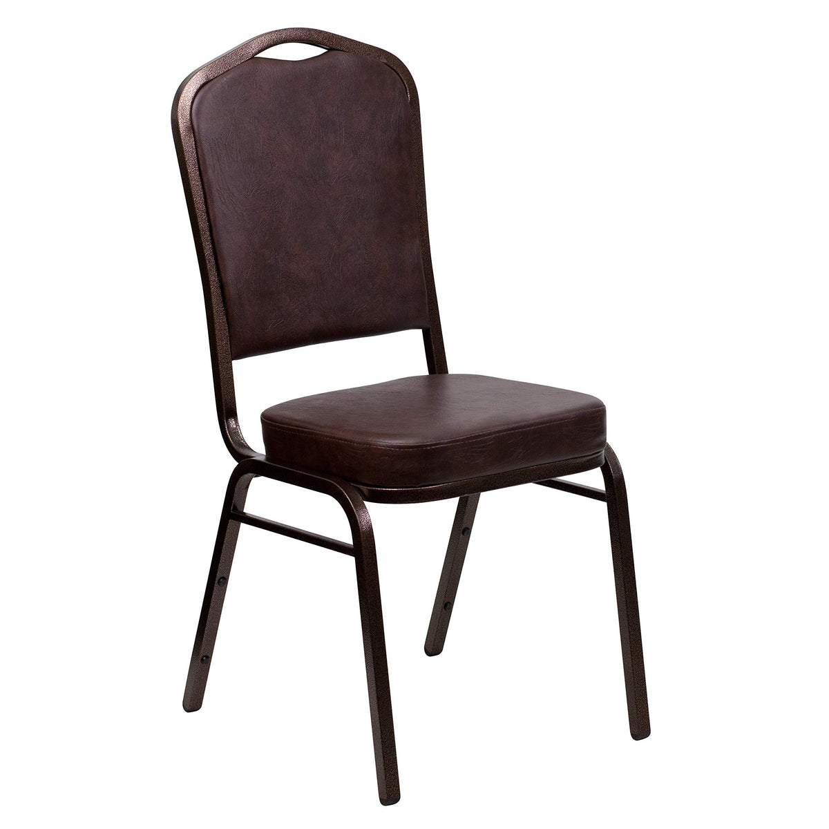 Flash Furniture HERCULES Series Crown Back Stacking Banquet Chair in Brown Vinyl - Copper Vein Frame