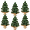 Tabletop Mini Christmas Tree Artificial Mini Xmas Pine Tree Miniature Pine Christmas Tree with Linen Base for Christmas Decorati