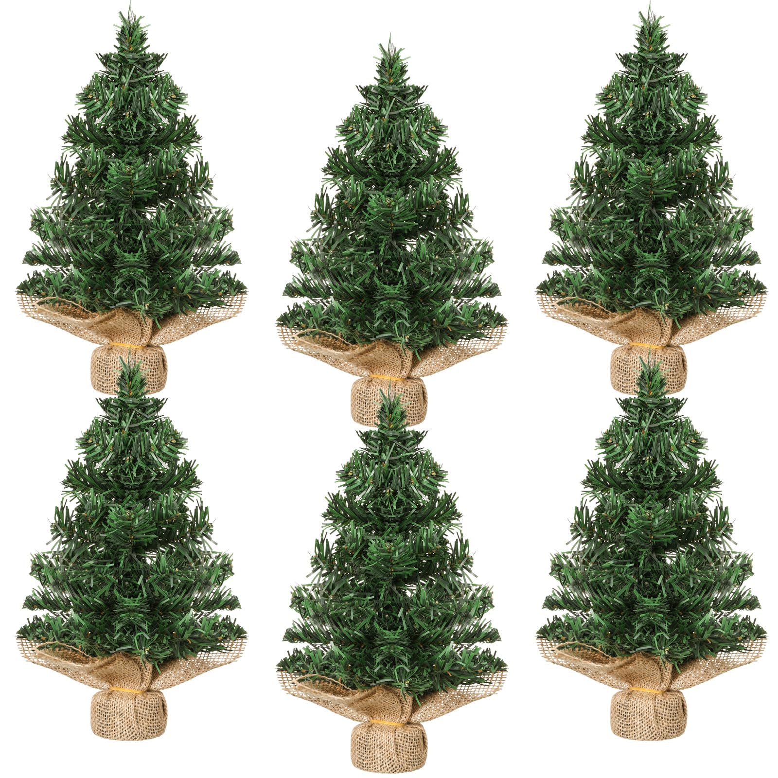 Tabletop Mini Christmas Tree Artificial Mini Xmas Pine Tree Miniature Pine Christmas Tree with Linen Base for Christmas Decorati