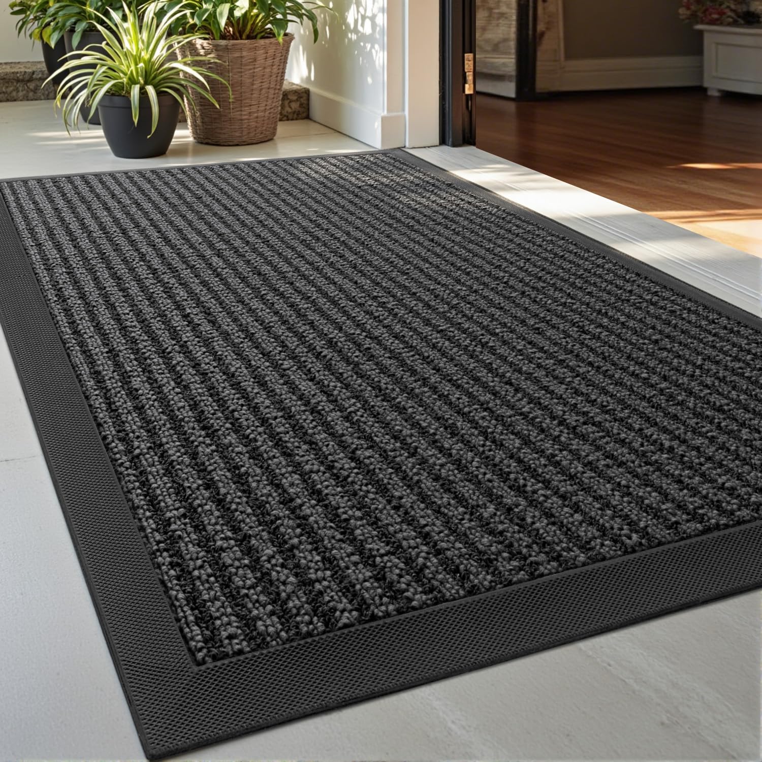 DEXI Front Door Mat Outside Entrance, 2x3 ft Rubber Entry Doormat Heavy Duty, Welcome Mats Non Slip for Inside House Floor Entry