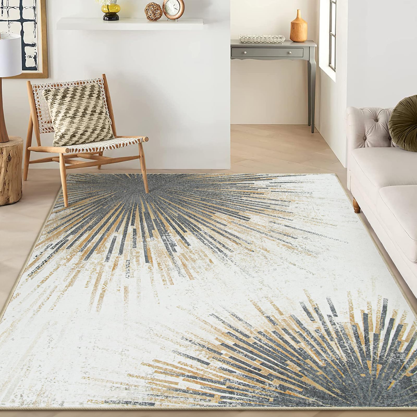 Lahome Modern Rugs for Living Room 5x7 Rug - Machine Washable Rugs Throw Soft Bedroom Area Rug Ultra-Thin Non-Slip Dining Room R