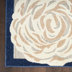 Nourison Aloha Indoor/Outdoor Modern Blue/Grey 5'3' X 7'5' Area Rug, Easy Cleaning, Non Shedding, Bed Room, Living Room, Dining Room, Kitchen (5X7)