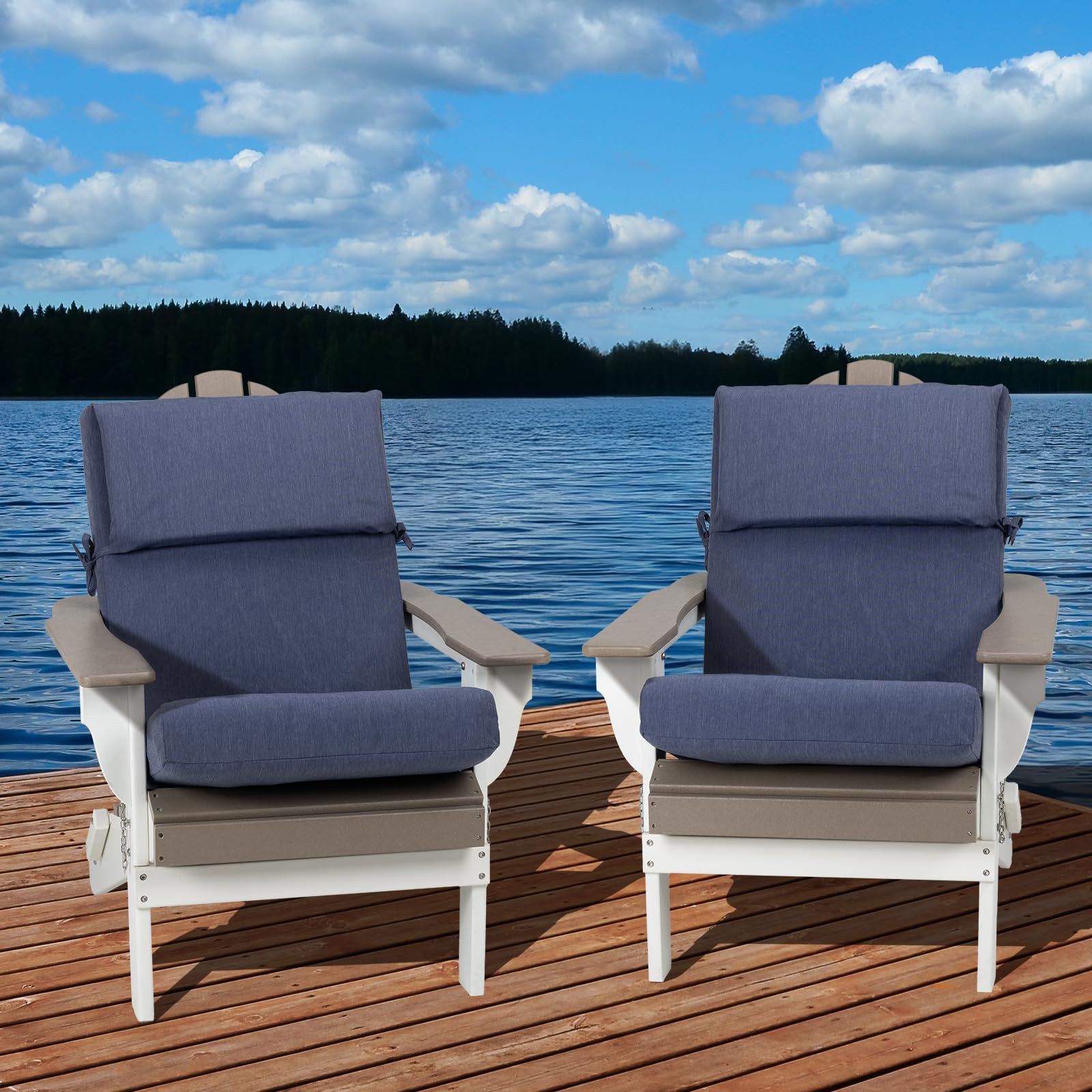 Aoodor Patio High Back Chair Cushion Olefin Fabric Slipcover Sponge Foam 46 X 21 X 4 Inch, Set Of 4 (Only Cushions)