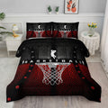 Axolotl Basketball Bedding Set For Boys Kids Teens,Soft Black And Red Sports Theme Basketball Bedding Sets Twin Size With 1 Comf