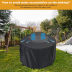Kingling Patio Furniture Covers, Round Patio Table Cover For Outdoor Furniture, Heavy Duty Waterproof Patio Table And Chair Set Cover Black - 48''D X27''H