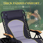 Phi Villa Xxl Oversized Padded Zero Gravity Chair, Foldable Patio Recliner, 30' Wide Seat Anti Gravity Lounger With Cup Holder, Set Of 2, Support 400 Lbs (Gray Accent)