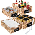 SeekElegant Set of 4 Sizes HandWoven Pantry Shelf Baskets, Hyacinth Storage Baskets with Chalkboard Labels & 2 Chalk Markers, W