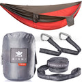 BIRMI Portable Double Hammock with Straps - Waterproof Compression Sack  Light and Ultrasoft Parachute Nylon Rated for 500 lbs. 