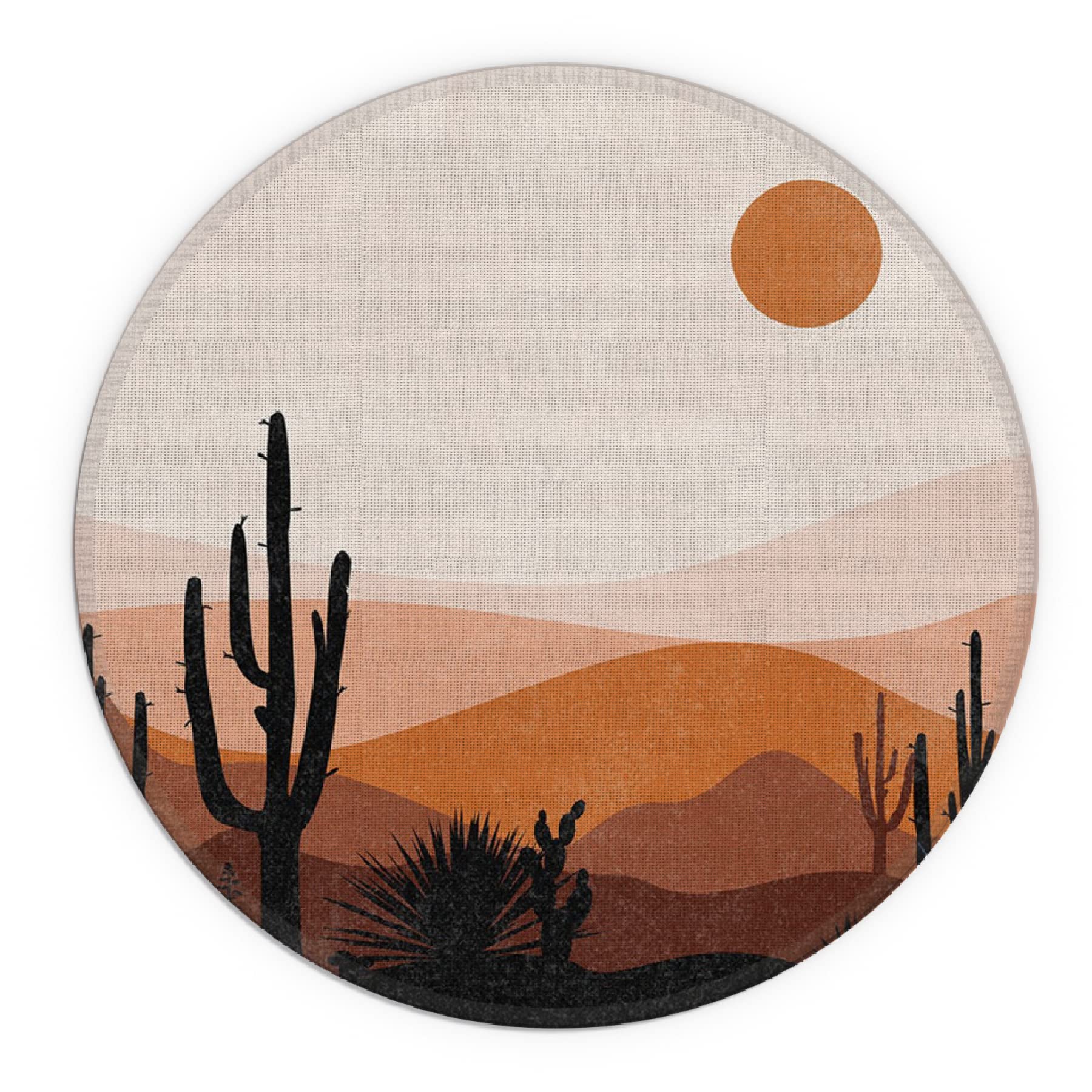 Knibeo Desert Boho Mouse Pad, 7.9 X 7.9 Inch Waterproof Rubber Aesthetic Mouse Pad, Boho Desk Decor, Minimalist Desk Accessories
