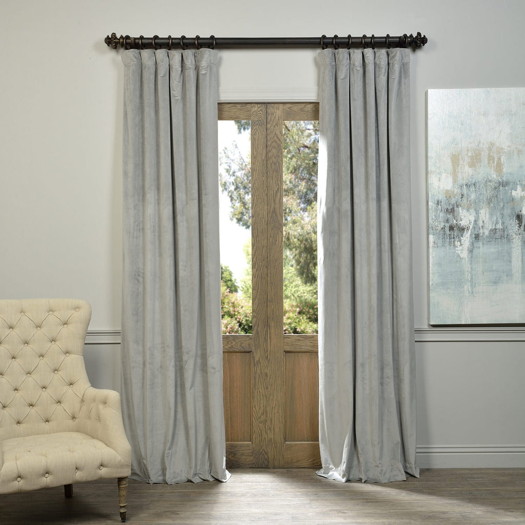Hpd Half Price Drapes Signature Velvet Thermal Blackout Curtains For Living Room 84 Inch Long (1 Panel) Rod Pocket Insulated Blackout Curtains For Bedroom Window Curtains, 50W X 84L, Silver Grey