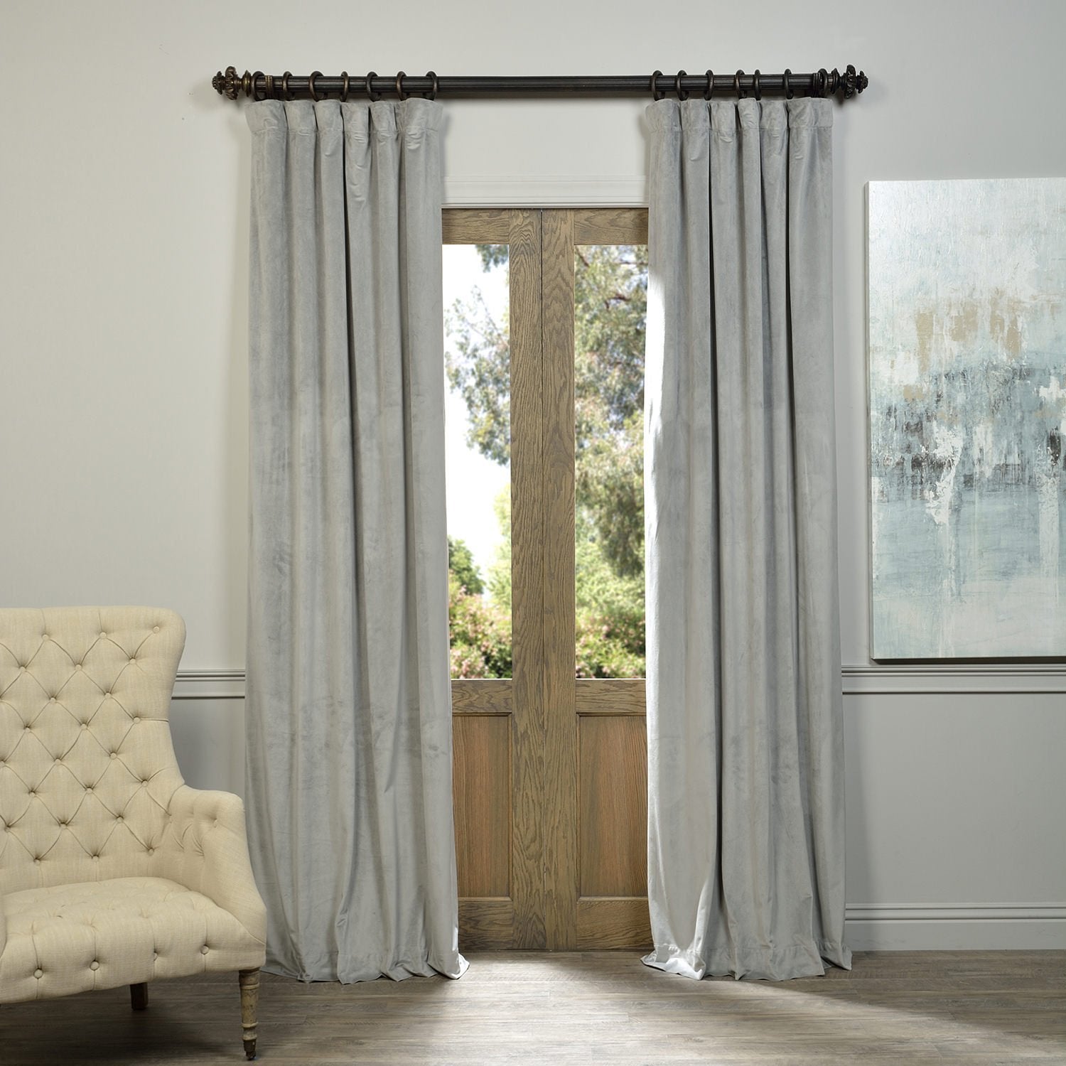 Hpd Half Price Drapes Signature Velvet Thermal Blackout Curtains For Living Room 84 Inch Long (1 Panel) Rod Pocket Insulated Blackout Curtains For Bedroom Window Curtains, 50W X 84L, Silver Grey