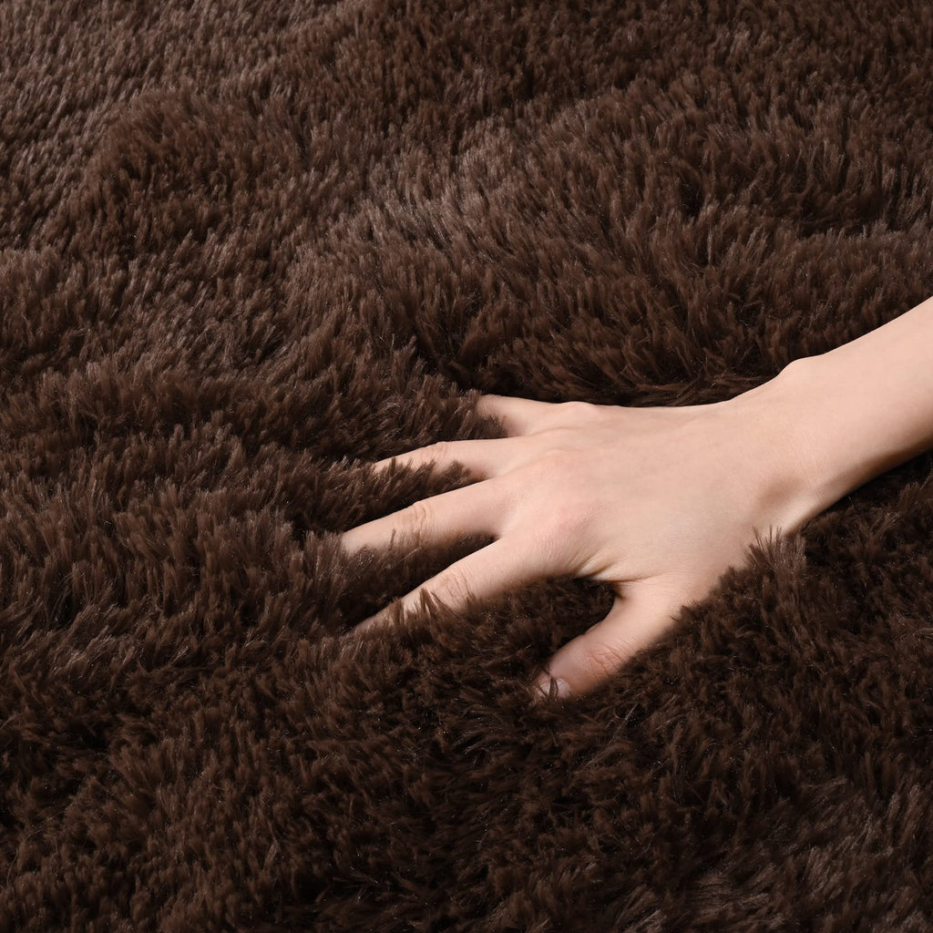 Detum Bedroom Rug Coffee 4X6 Fluffy Area Rugs For Bedroom Soft Living Room Rug Large Area Rug Washable And Nonslip Carpets Moder