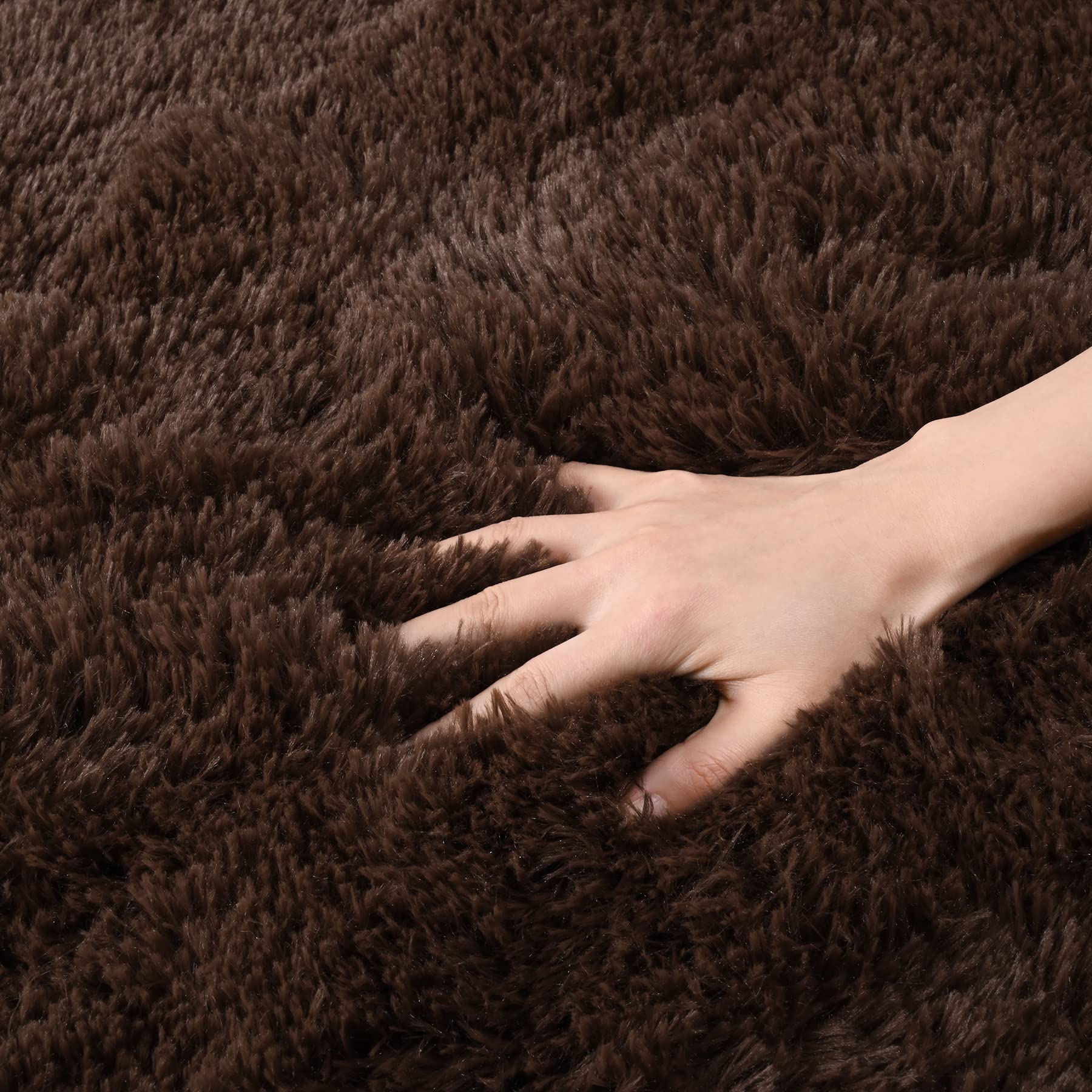 Detum Bedroom Rug Coffee 4X6 Fluffy Area Rugs For Bedroom Soft Living Room Rug Large Area Rug Washable And Nonslip Carpets Moder