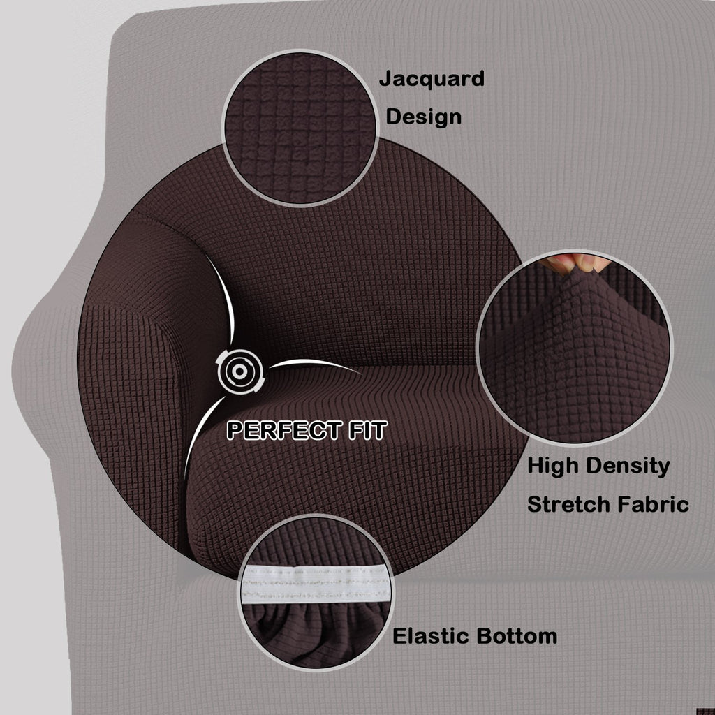 Turquoize Stretch Sofa Slipcover 2 Pieces Sofa Cover Couch Cover For 3 Cushion Couch Washable Furniture Protector Covers With Elastic Bottom Feature Thick Jacquard Fabric (Sofa, Brown)