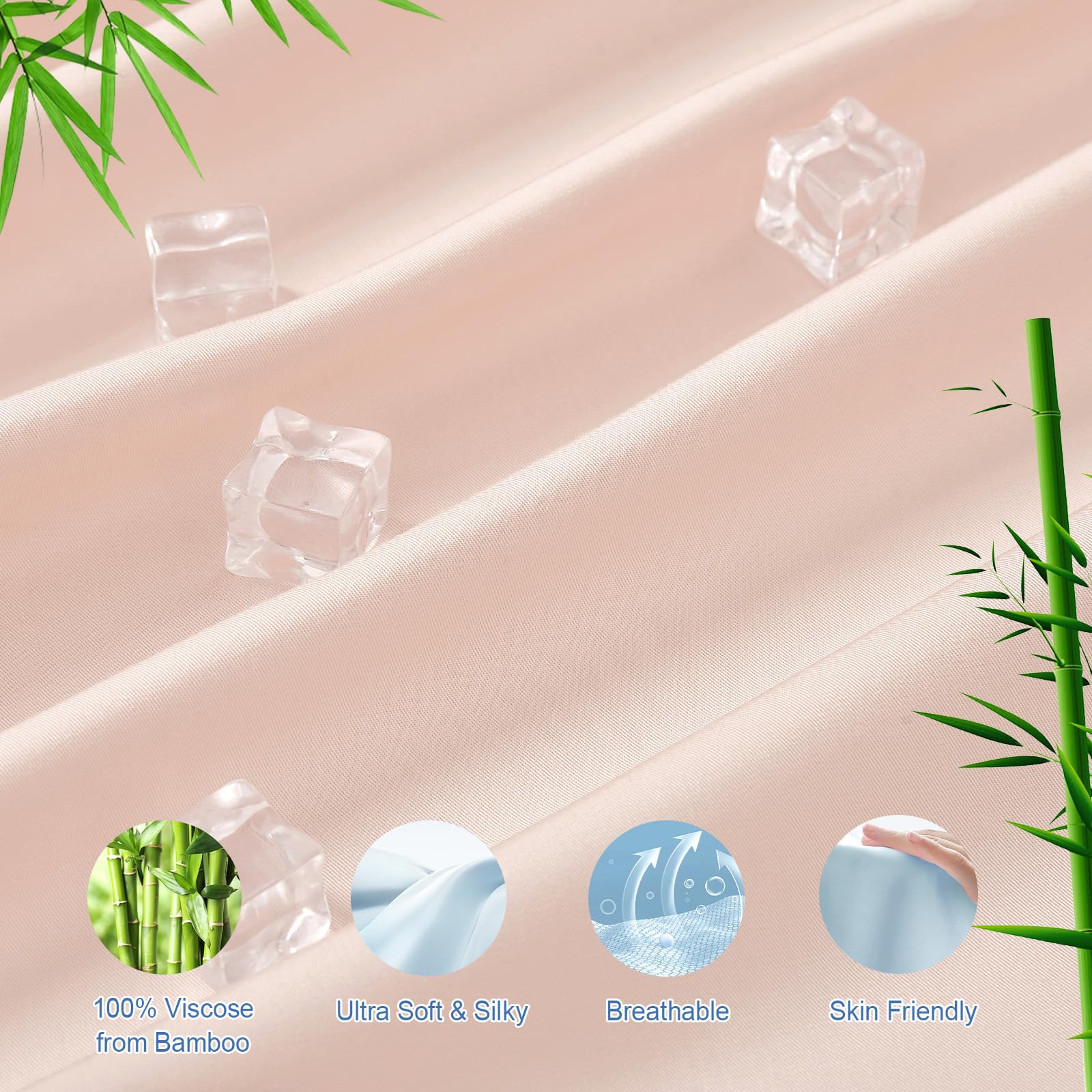 Phf 100% Rayon Derived From Bamboo Cooling Fitted Sheet Queen For Hot Sleeper,16'' Deep Pocket,2.5Cm Wider Strong Elastic Easy F