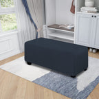 Easy-Going Stretch Ottoman Cover Folding Storage Stool Furniture Protector Soft Rectangle Slipcover With Elastic Bottom(Ottoman X-Large,Dark Blue)