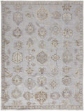 HomeRoots 514987 9 x 12 ft. Ivory Silver & Tan Floral Hand Knotted Stain Resistant Rectangle Area Rug