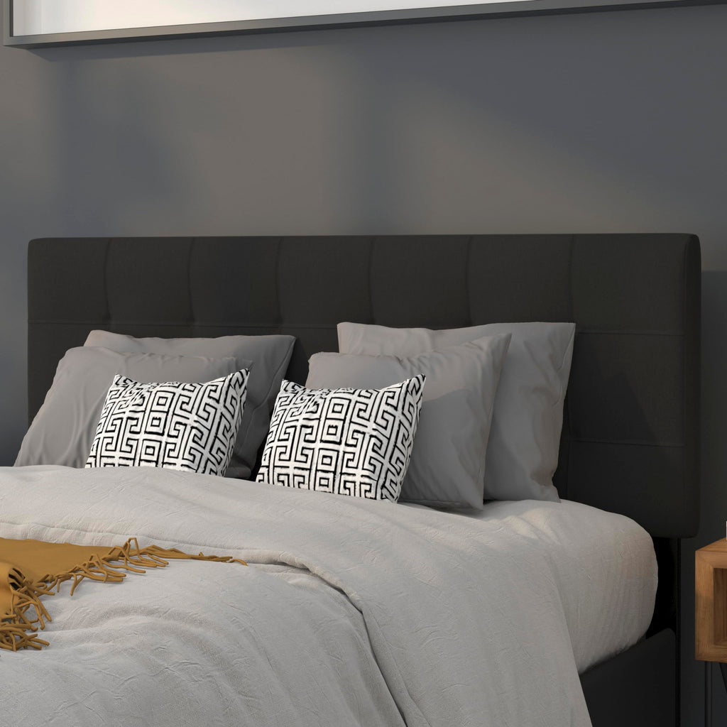 Flash Furniture Bedford Tufted Upholstered Headboard For Full Size Bed, Contemporary Fabric Tufted Headboard With Adjustable Height, Black
