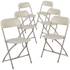 Flash Furniture Hercules Series Plastic Folding Chair - Beige - 6 Pack 650Lb Weight Capacity Comfortable Event Chair-Lightweight Folding Chair