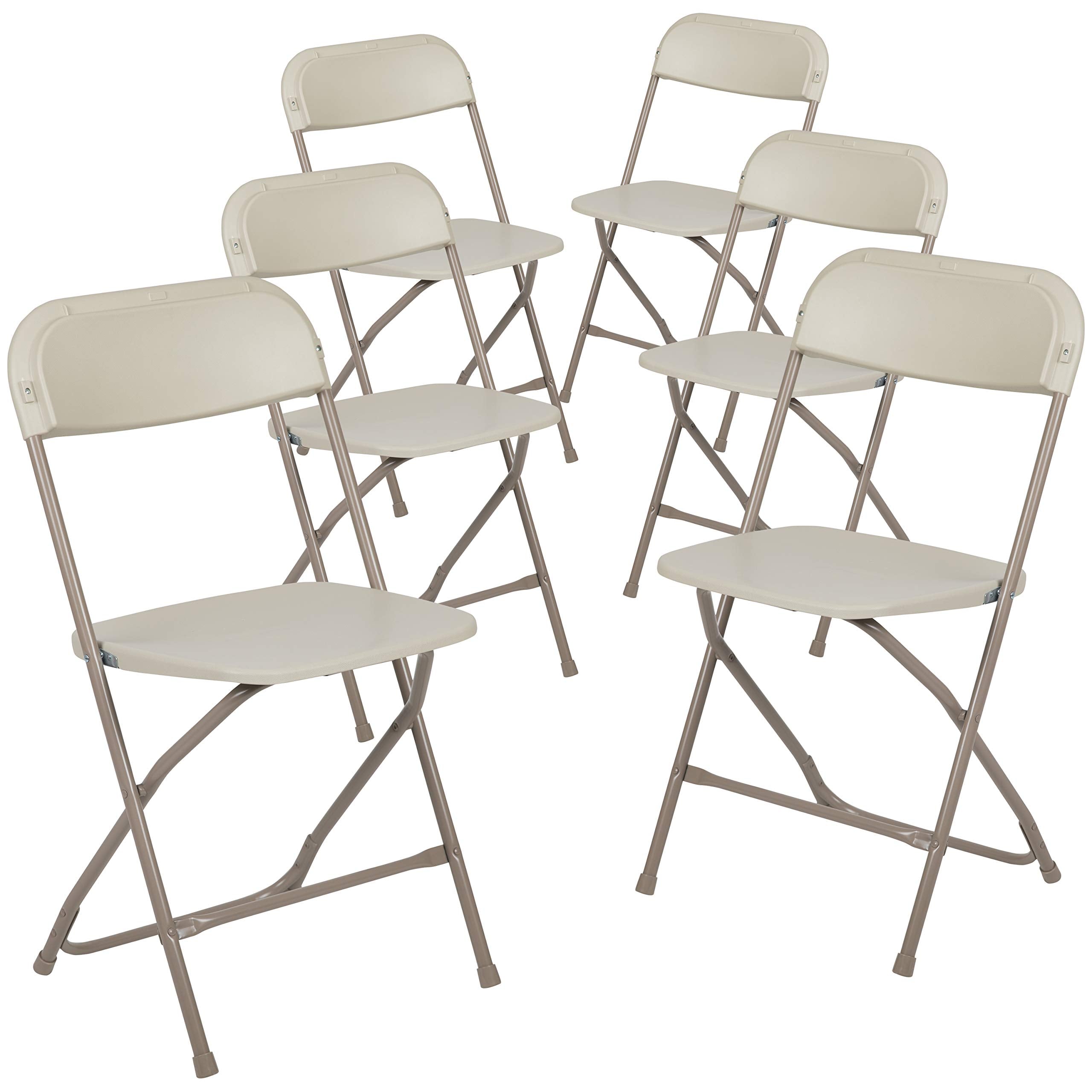 Flash Furniture Hercules Series Plastic Folding Chair - Beige - 6 Pack 650Lb Weight Capacity Comfortable Event Chair-Lightweight Folding Chair