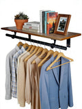 FIRJOY Closet Shelf with Hanging Rod, Heavy Duty (Black, 1 PACK 11.8  x 31.4 )