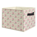 uinwk Pink Ribbon Bow Hydrangea Floral Storage Bins, Coquette Preppy Bow Hydrangea Flower Collapsible Storage Box Laundry Basket