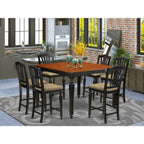 East West Furniture CHEL7-BLK-C Chelsea 7 Piece Counter Height Dining Set Consist of a Square Kitchen Table with Butterfly Leaf and 6 Linen Fabric Upholstered Chairs, 54x54 Inch