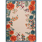 Nourison Aloha Indoor/Outdoor Ivory Multicolor 9' X 12' Area Rug, Easy-Cleaning, Non Shedding, Bed Room, Living Room, Dining Roo