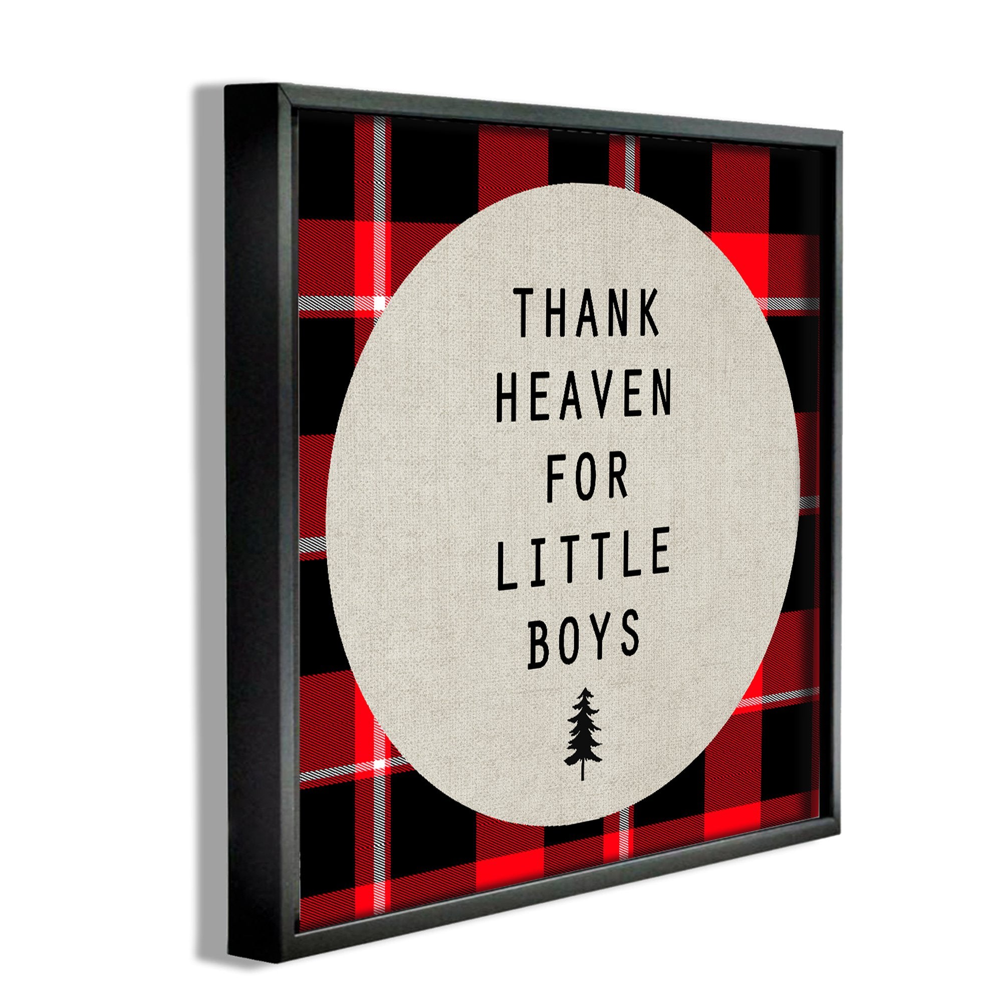 Stupell Home D  cor Thank Heaven For Little Boys Plaid Framed Giclee Texturized Art, 12 x 1.5 x 12, Proudly Made in USA