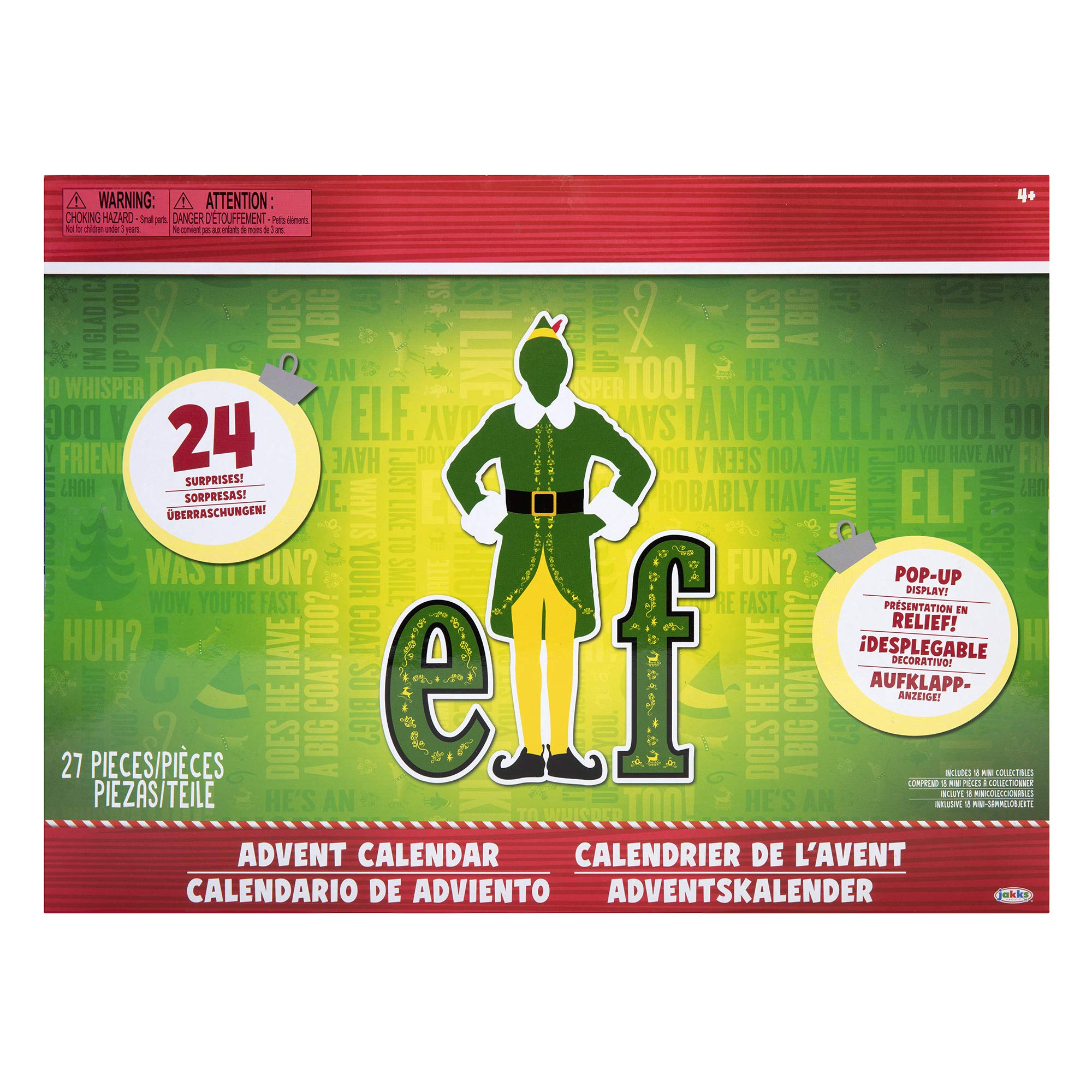 Jakks Holiday Elf Advent Calendar, Enjoy 24 Days Of Fun Collectible Surprise Figures