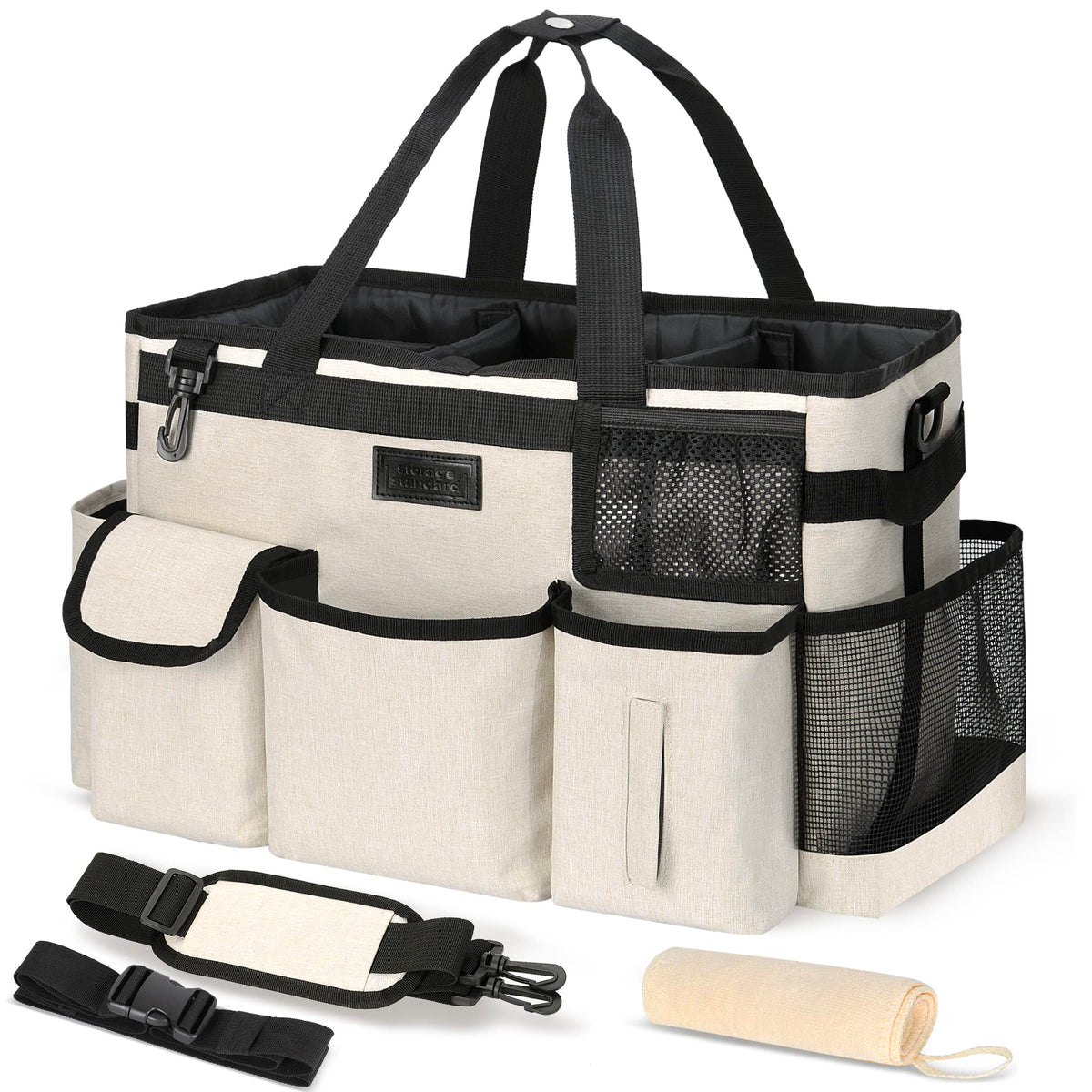 Cleaning Caddy Organizer With Handle - Large Caddy Bag For House & Bathroom Cleaning Supplies, 15 X 8 X 10.5 Inches Cleaning Sup