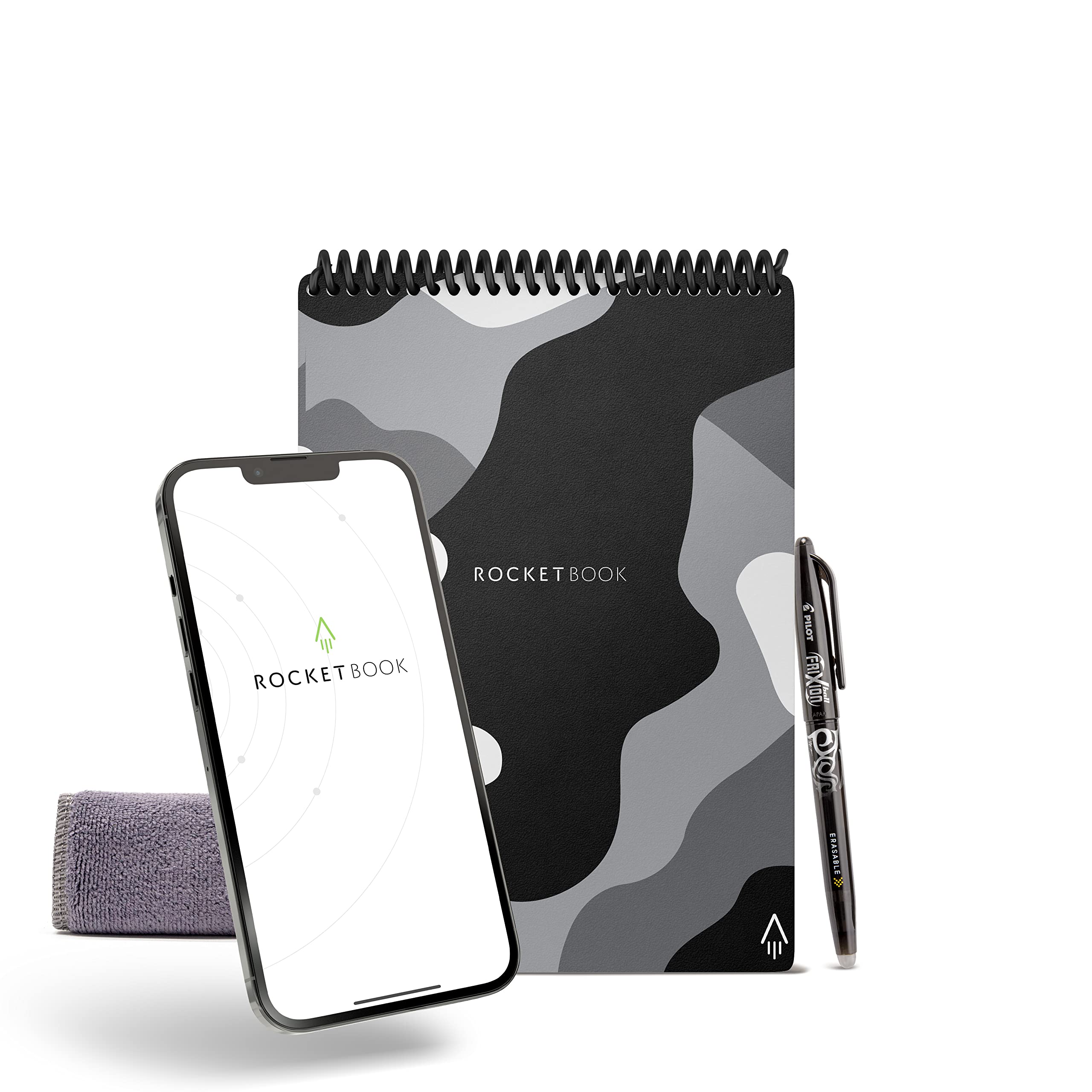 Rocketbook Smart Reusable Notebook, Flip Executive Size Spiral Notebook, Lunar Winter, (6' X 8.8'')