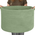 MEGASKET 115L Oversized Green Basket, 23.6x15.7 Woven Cotton Rope Bin for Blankets, Nursery Wicker Laundry Hamper, Kids Toy Stor