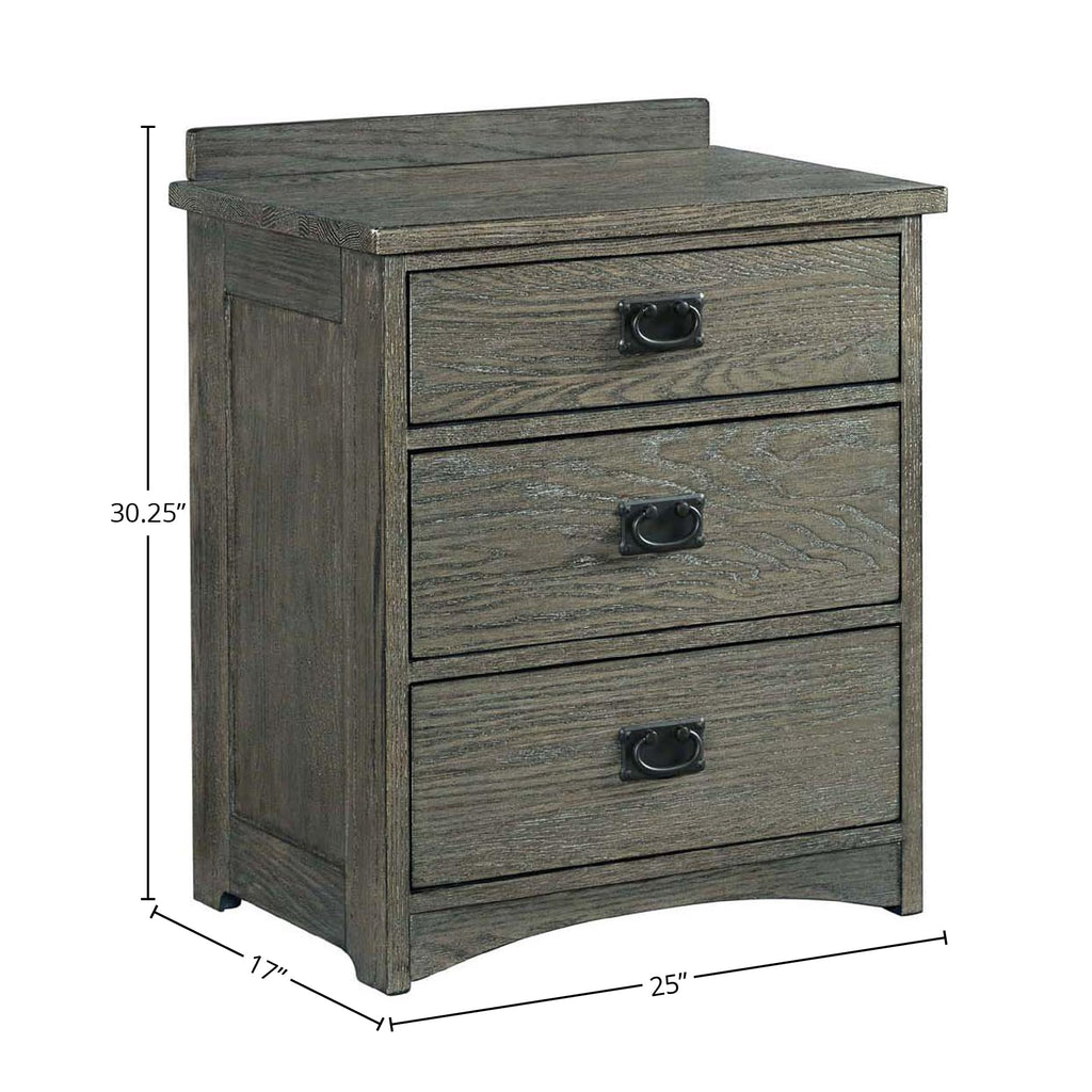 Intercon Oak Park 3 Drawer Nightstand Bedside Table, Dark Gray