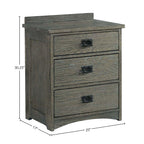Intercon Oak Park 3 Drawer Nightstand Bedside Table, Dark Gray