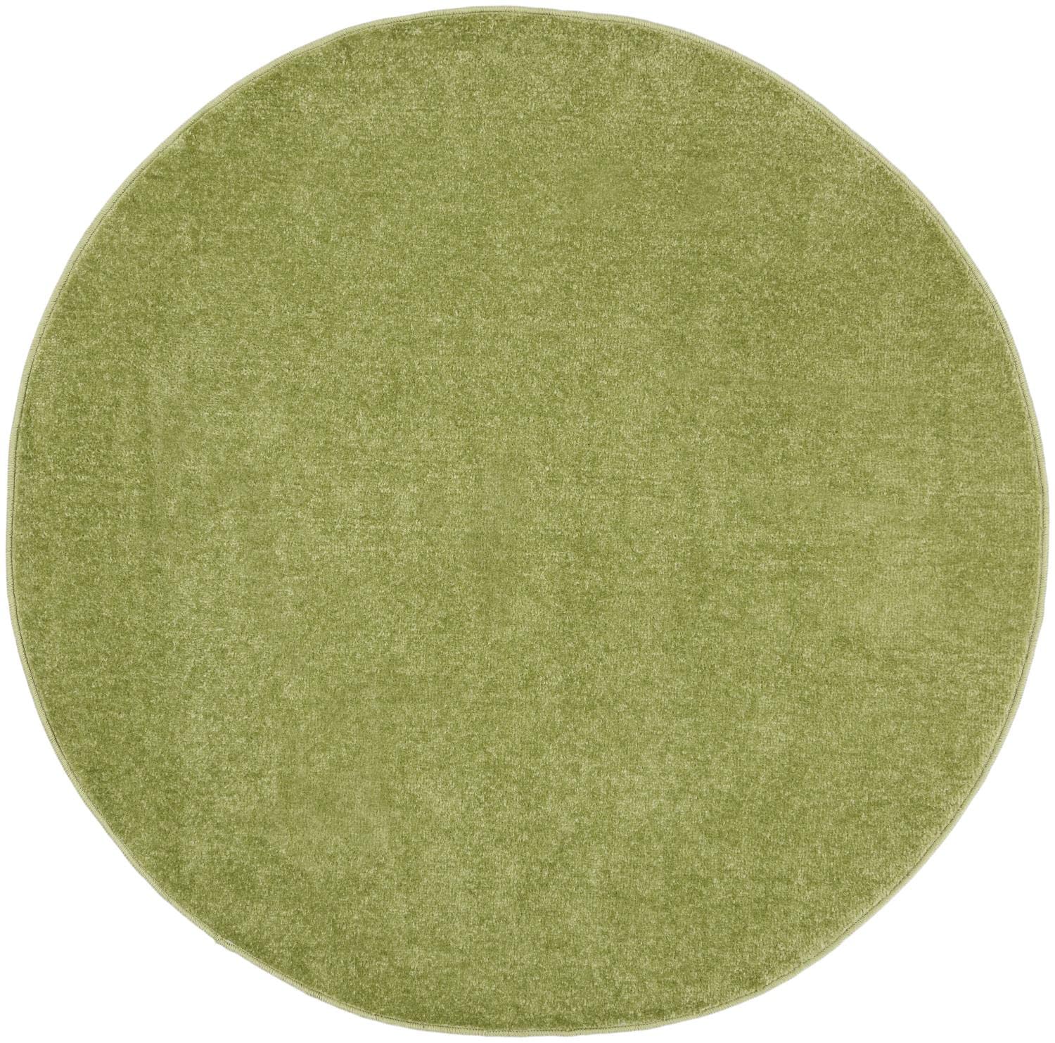Nourison Essentials Indoor/Outdoor Green 4' X Round Area -Rug, Easy -Cleaning, Non Shedding, Bed Room, Living Room, Dining Room, Backyard, Deck, Patio (4 Round)