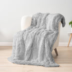 Pavilia Light Gray Fluffy Throw Blanket For Couch, Twin Bed, Fuzzy Blanket For Women Men, Furry Plush Warm Blanket Bed Sofa, Sup