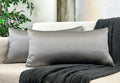 Aiking Home 12X24 Inches Faux Silk Rectangular Throw Pillow Cover, Zipper Closure, Charcoal (Set Of 2)