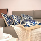 M-Qizi Blue Throw Pillow Covers - Linen Blue Pillow Covers 18X18 Set Of 4, Decorative Blue And White Pillow Covers, Chinoiserie