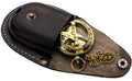 KNB HANDICRAFT Brass Sundial Compass with Leather Case and Chain - Push Open Compass - Steampunk Accessory - Pocket Sundial Comp
