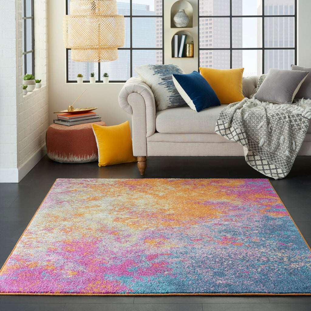 Nourison Passion Sunburst 3'9'' X 5'9'' Area-Rug, Modern, Abstract, Easy-Cleaning, Non Shedding, Bed Room, Living Room, Dining R
