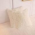 Liferevo 2 Pack Cream Fluffy Faux Fur Pillow Shams,18 X 18 Inches Throw Pillow Covers,Luxury Decorative Furry Pillowcases Cushio