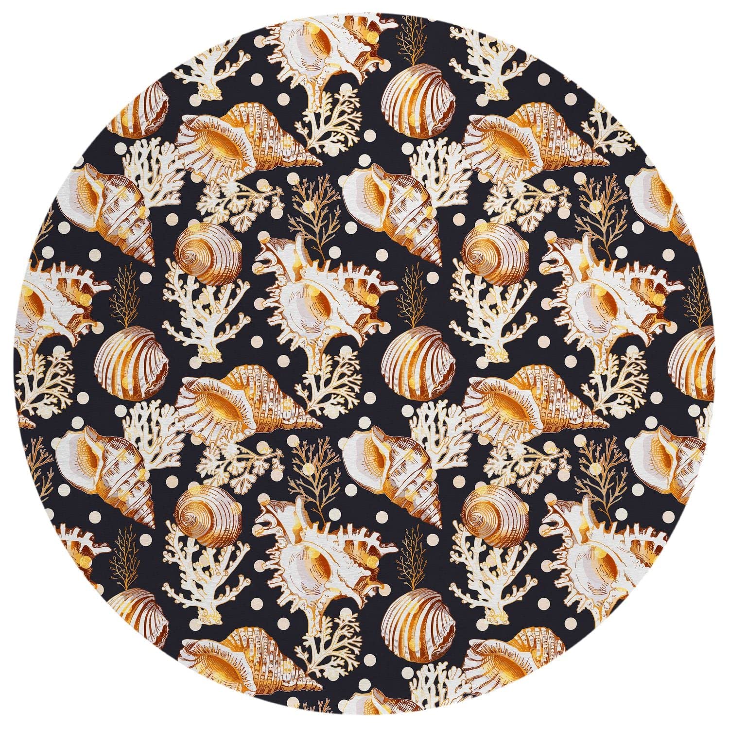 Seabreeze Sz6 Black Coastal Rug Round 8' X 8'