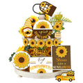 Purpeak 12 Pcs Sunflower Tiered Tray Decor Set Summer Kitchen Decor Tiered Tray Rustic Farmhouse Tier Tray Decor Items Sunflower