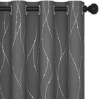 Deconovo Blackout Grommet Curtains Pair For Sliding Glass Door, 95 Inch Long, Pack Of 2 - Light Blocking Curtains With Dots Patt