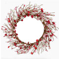 AMF0RESJ Valentines Day Wreath Pink Heart Shaped Berry Wreath with Heart Berry,Wooden Button for Indoor Outdoor Wedding Anniver