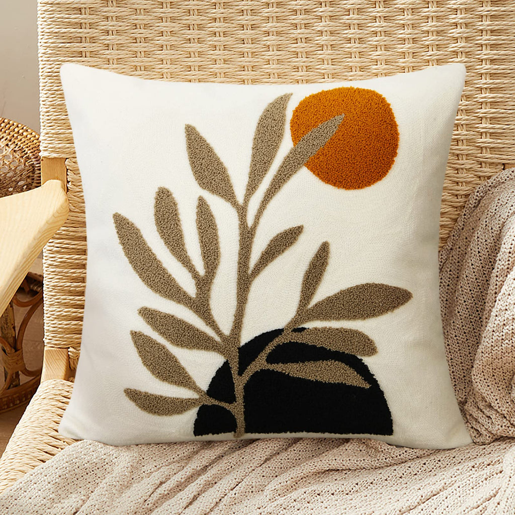 Merrycolor Boho Pillow Covers 20x20 Tufted Mid Century Modern Throw Pillow Covers Abstract Leaf Pillow Cover Aesthetic Boho Pill